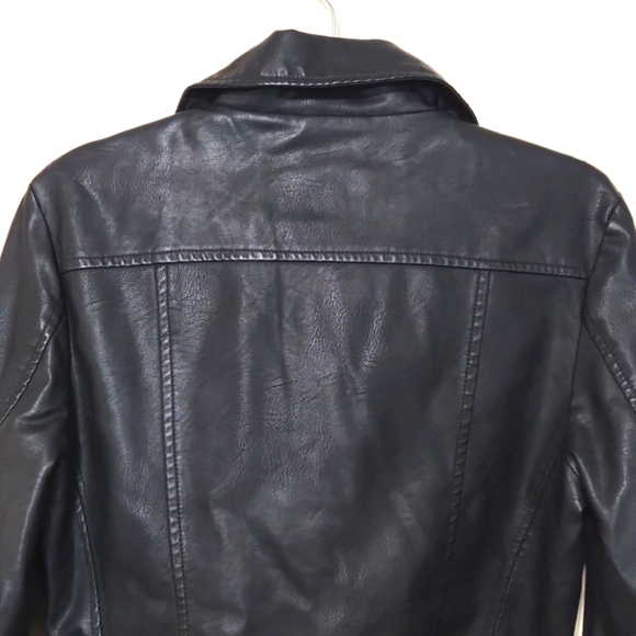 Philomena Petti Black Motorcycle Faux Leather Biker Jacket Large EUC - Picture 7 of 13